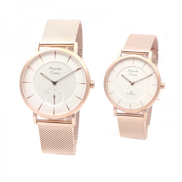 Alexandre Christie AC 8586 Rosegold White Couple